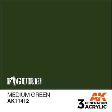 AK Interactive AK11412 Figure Series Medium Green Acrylic Paint 17ml 3rd Generation